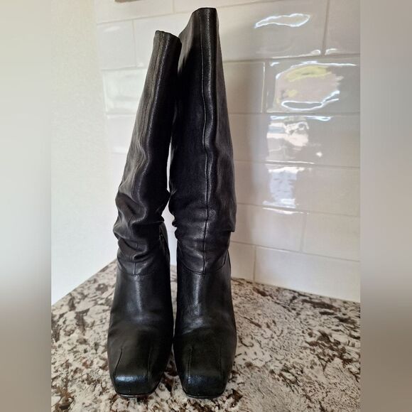 Frye Marta All Leather Long Black Platform Booties Size 8.5 - Picture 1 of 14